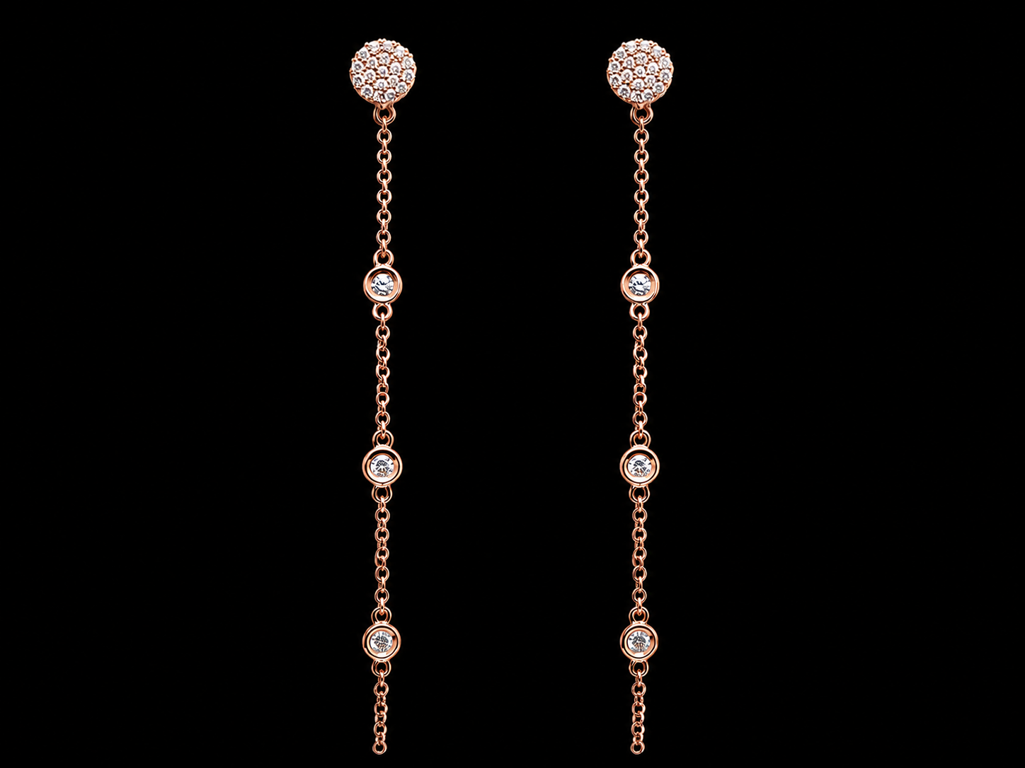 14KT Yellow Gold Diamond Double Chain Hoop Earrings – 0.07 CT VS/FG Diamonds | 12mm Huggie Hoops | 37mm Drop (Copy) superbell