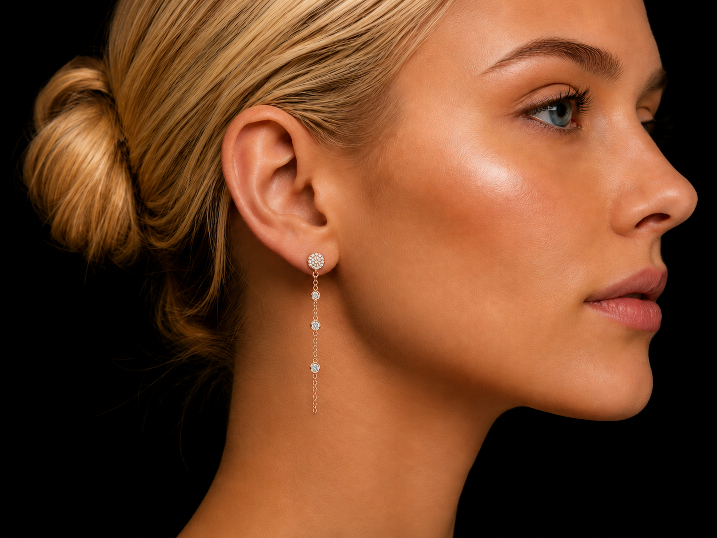14KT Yellow Gold Diamond Double Chain Hoop Earrings – 0.07 CT VS/FG Diamonds | 12mm Huggie Hoops | 37mm Drop (Copy) superbell