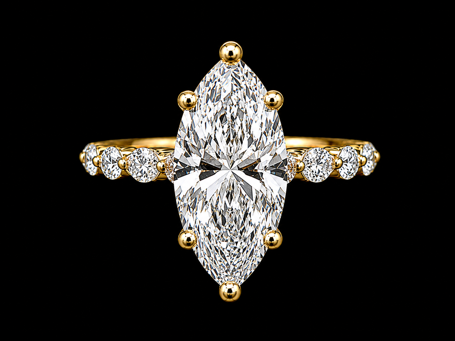 14K Yellow Gold Marquise Lab Diamond Engagement Ring – 2.99 CTW (Copy) Angelica Jewellers