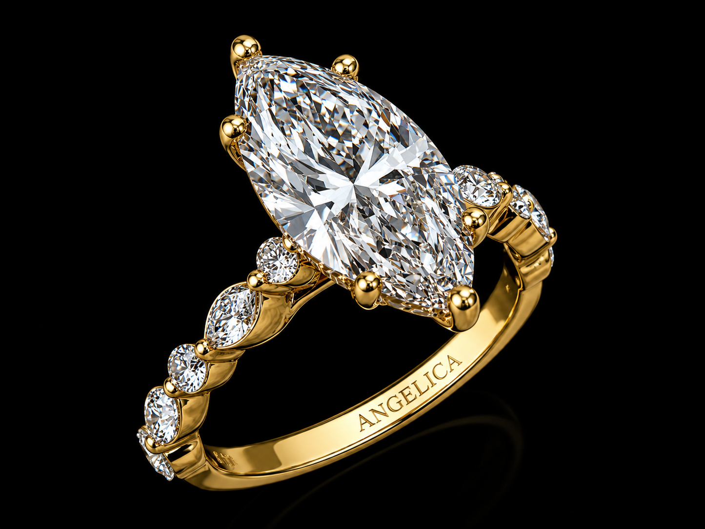 14K Yellow Gold Marquise Lab Diamond Engagement Ring – 2.99 CTW (Copy) Angelica Jewellers