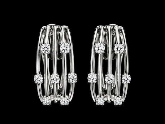 18K White Gold Diamond Huggie Earrings – 0.51 CT Natural Diamonds | Omega superbell