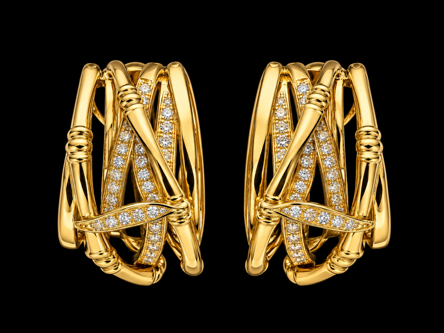 14KT Yellow Gold Inside-Out Diamond Hoop Earrings – 0.33 CT (Copy) superbell