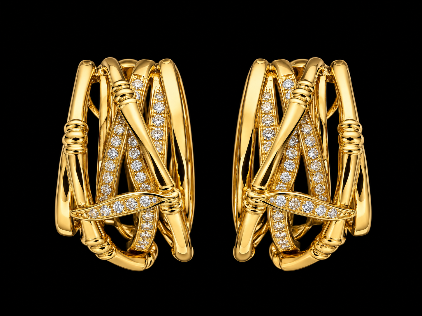 14KT Yellow Gold Inside-Out Diamond Hoop Earrings – 0.33 CT (Copy) superbell