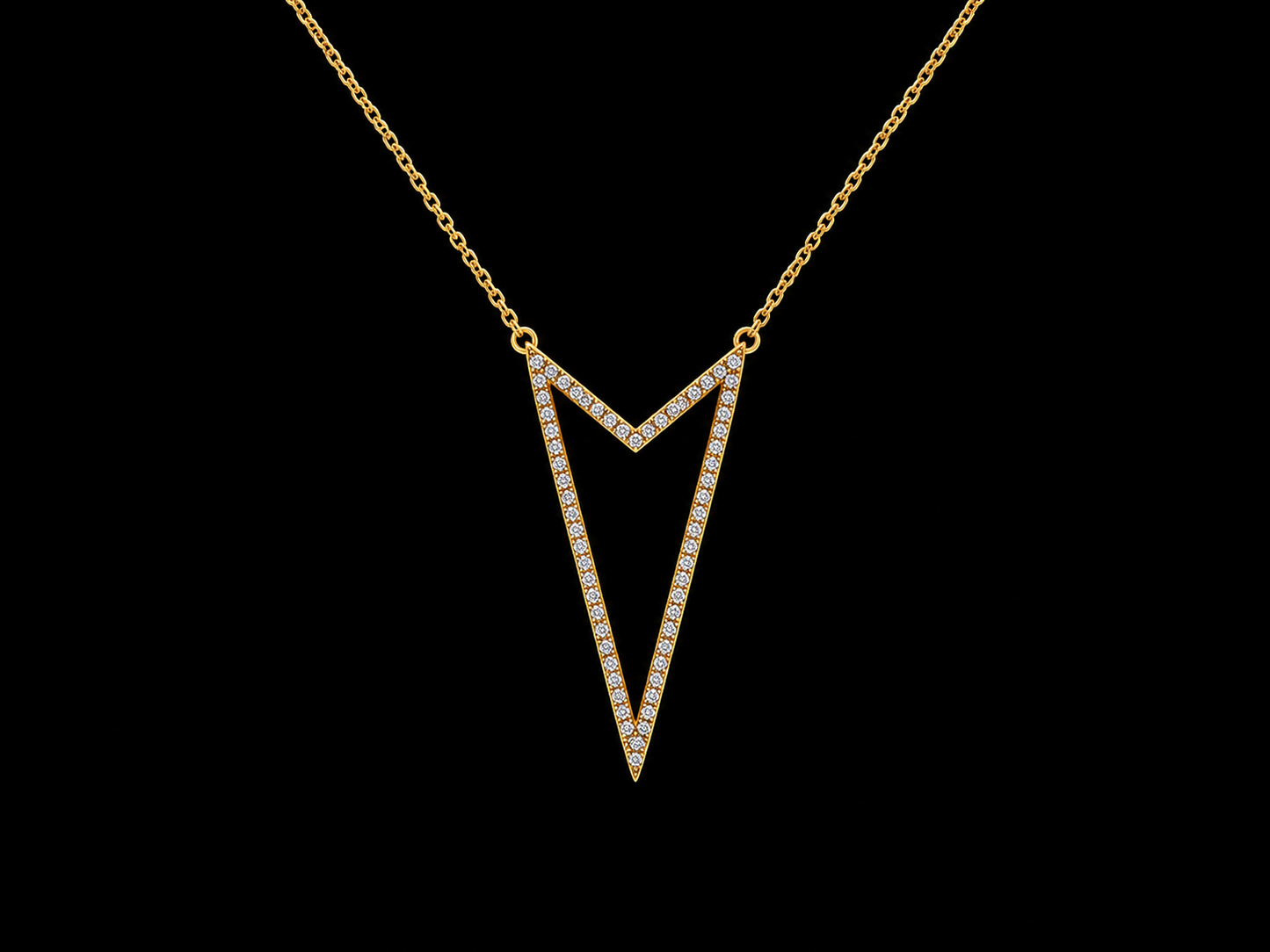14K Yellow Gold Diamond Chevron Pendant Necklace – 0.22 CTW Natural Diamonds | SI Clarity, G-H Color Angelica Jewellers