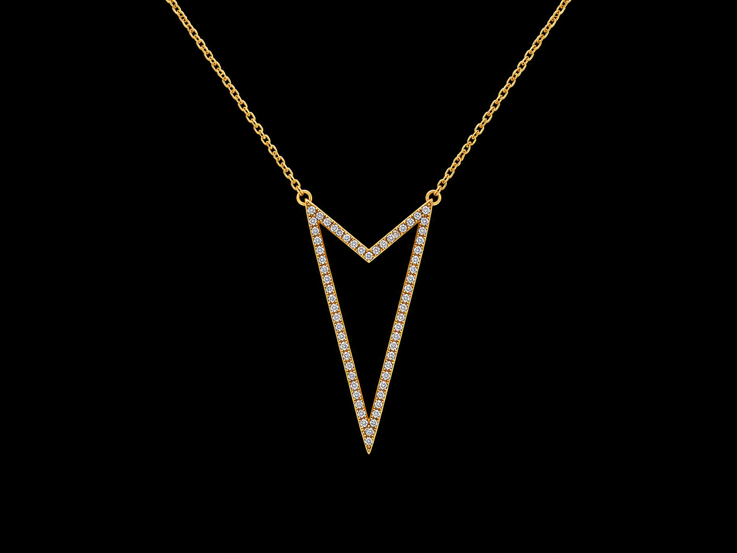 14K Yellow Gold Diamond Chevron Pendant Necklace – 0.22 CTW Natural Diamonds | SI Clarity, G-H Color Angelica Jewellers