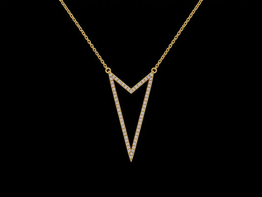 14K Yellow Gold Diamond Chevron Pendant Necklace – 0.22 CTW Natural Diamonds | SI Clarity, G-H Color Angelica Jewellers