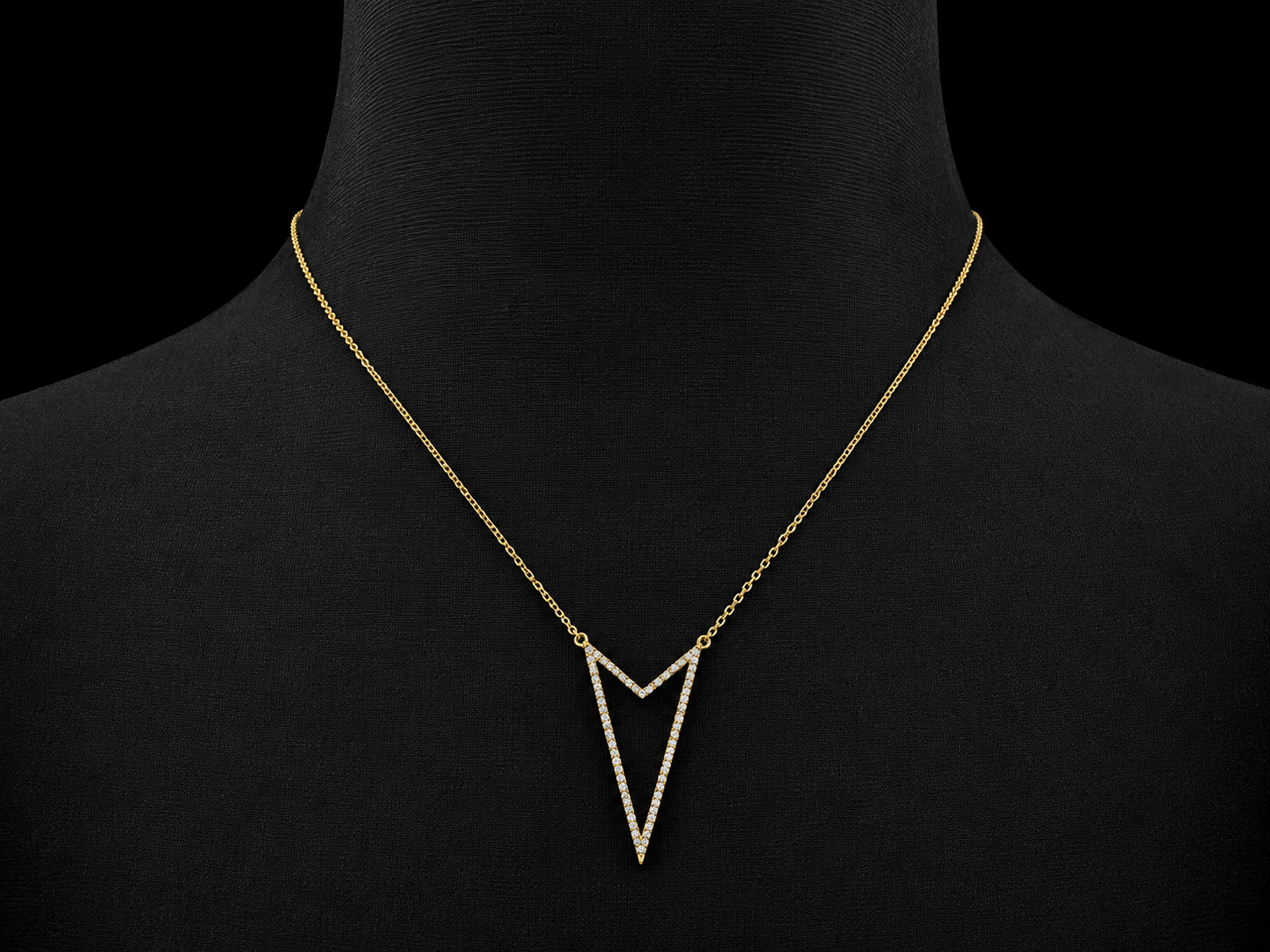 14K Yellow Gold Diamond Chevron Pendant Necklace – 0.22 CTW Natural Diamonds | SI Clarity, G-H Color Angelica Jewellers