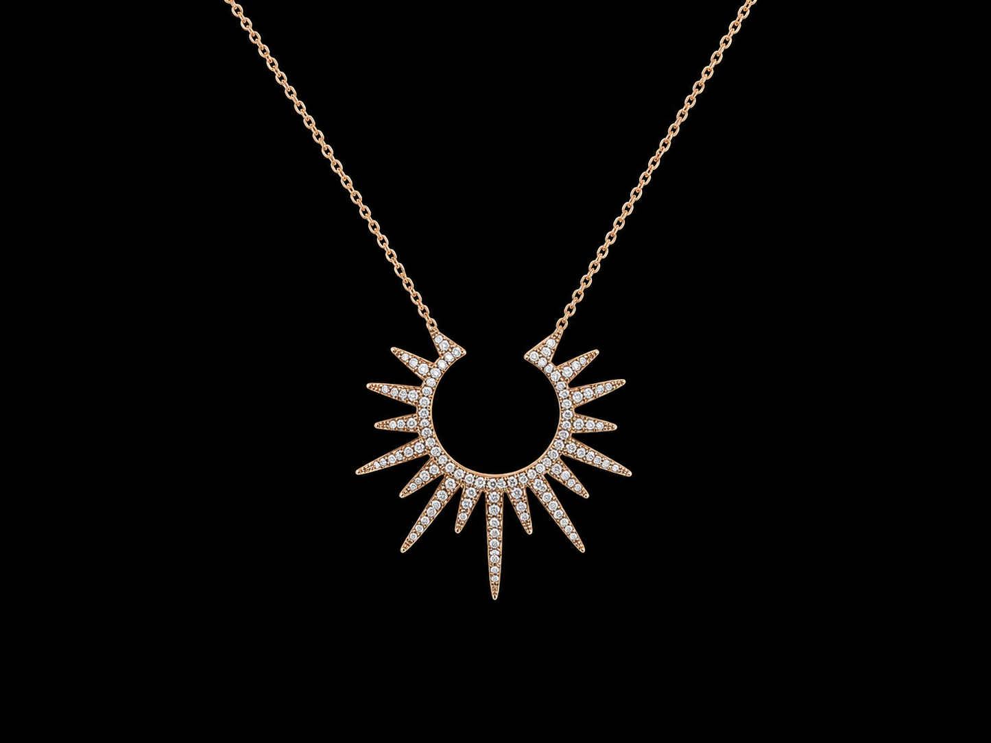 14K Rose Gold Diamond Sunburst Necklace – 0.31 CTW Natural Diamonds | SI Clarity, G-H Color Angelica Jewellers
