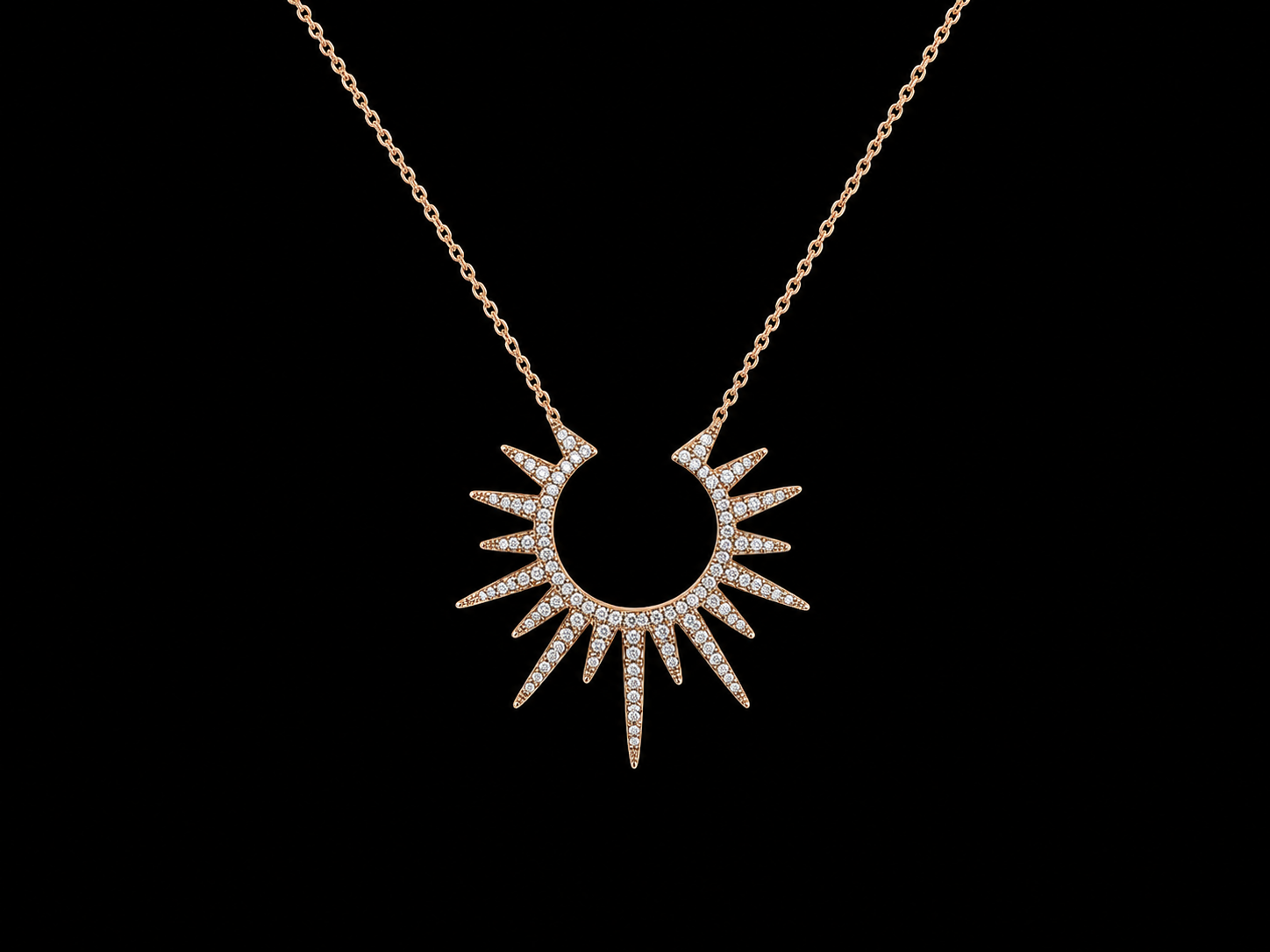 14K Rose Gold Diamond Sunburst Necklace – 0.31 CTW Natural Diamonds | SI Clarity, G-H Color Angelica Jewellers