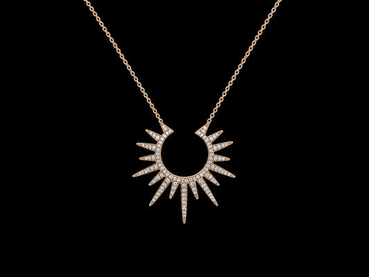 14K Rose Gold Diamond Open Sunburst Necklace – 0.31 CTW Natural Diamonds | SI Clarity, G-H Color Angelica Jewellers
