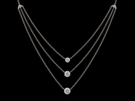 14K White Gold Diamond Triple Layered Necklace – 0.25 CTW Natural Diamonds | SI Clarity, G-H Color Angelica Jewellers