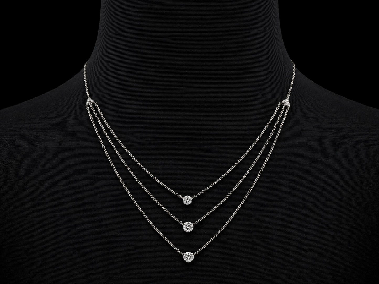 14K White Gold Diamond Triple Layered Necklace – 0.25 CTW Natural Diamonds | SI Clarity, G-H Color Angelica Jewellers