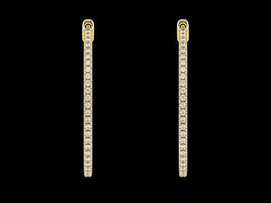 14KT Yellow Gold Inside-Out Diamond Hoop Earrings – 0.33 CT superbell