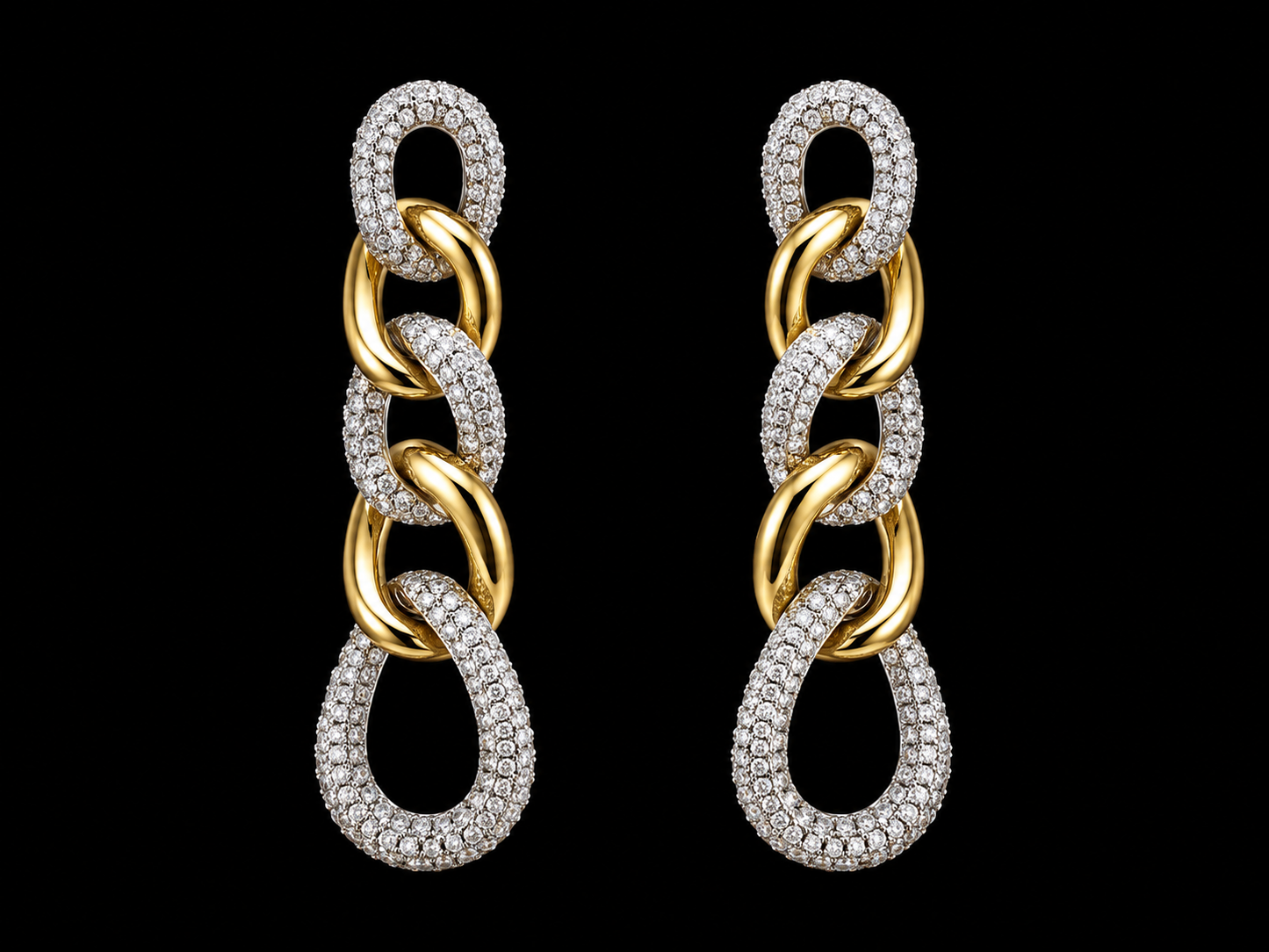 14KT Rose Gold Dangling Diamond Earrings – 0.27 CT Total SI/VS F-G Natural Diamonds, Pavé Diamond Stations, 78mm (Copy) (Copy) superbell