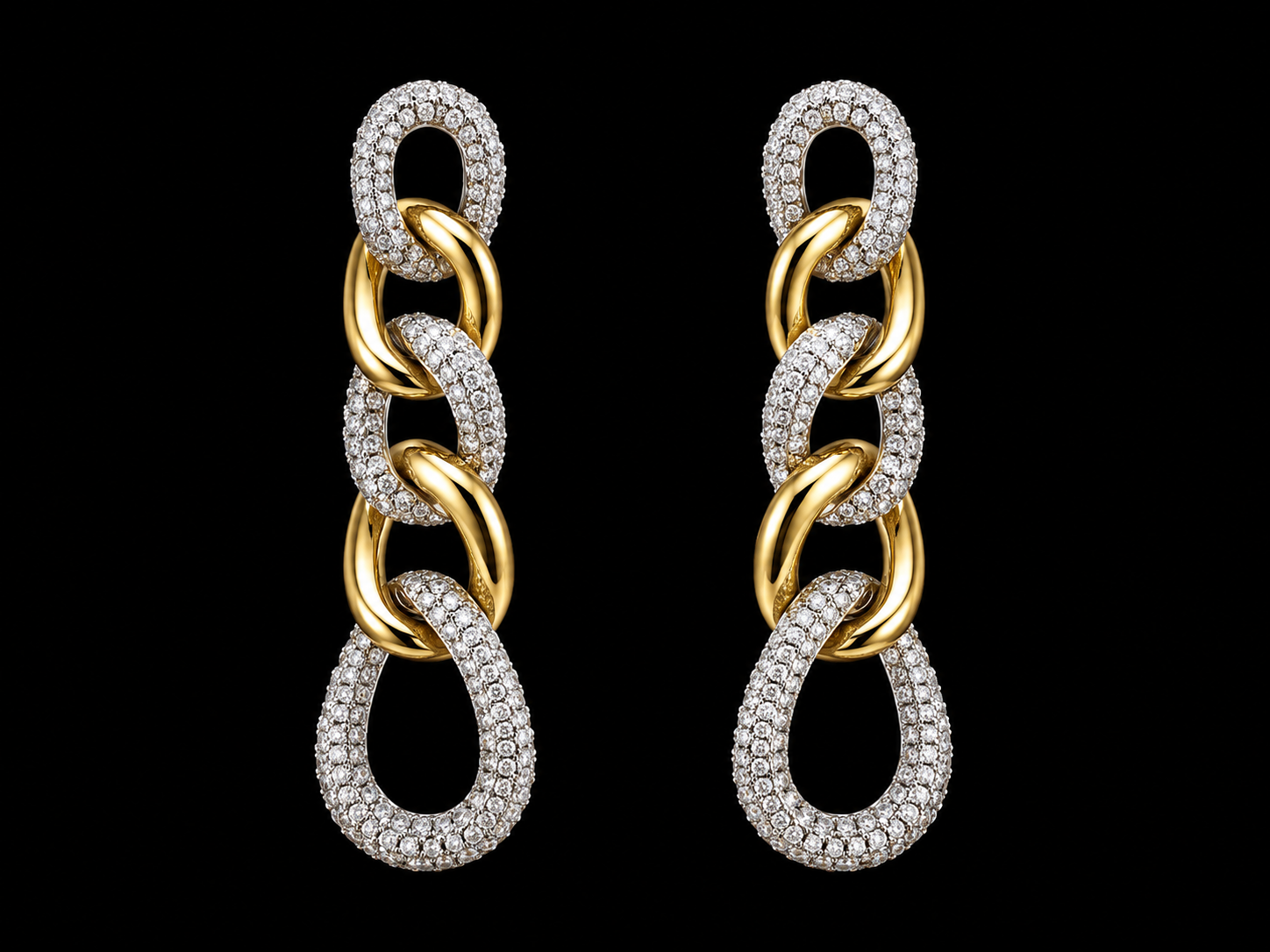 14KT Rose Gold Dangling Diamond Earrings – 0.27 CT Total SI/VS F-G Natural Diamonds, Pavé Diamond Stations, 78mm (Copy) (Copy) superbell