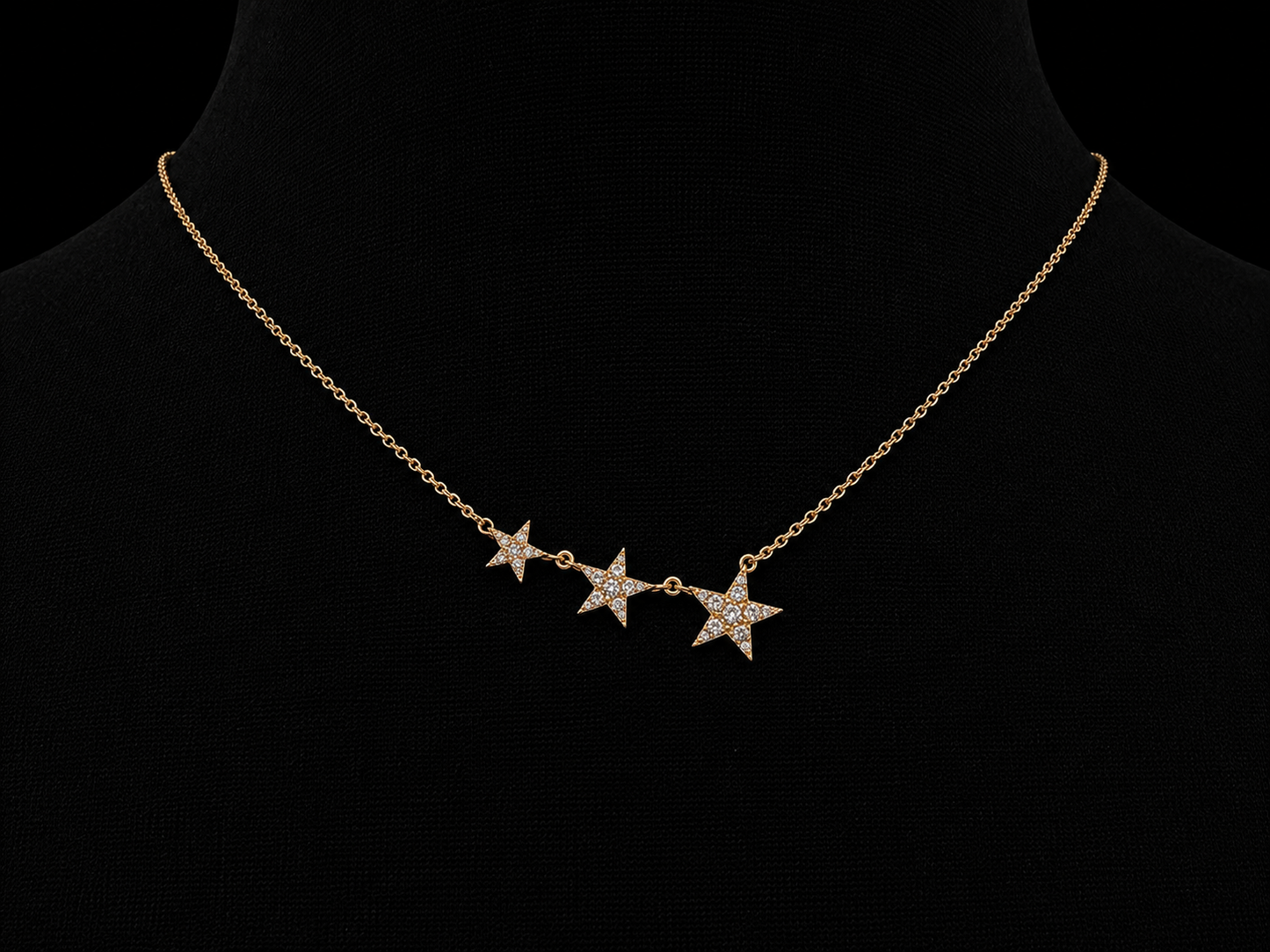 14K Rose Gold Diamond Triple Stars Necklace Angelica Jewellers