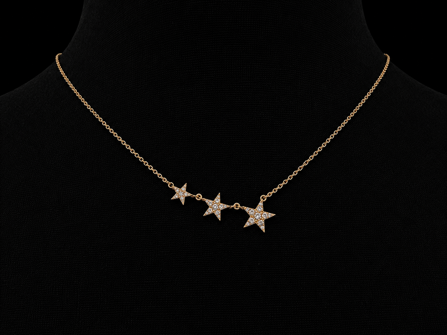 14K Rose Gold Diamond Triple Stars Necklace Angelica Jewellers