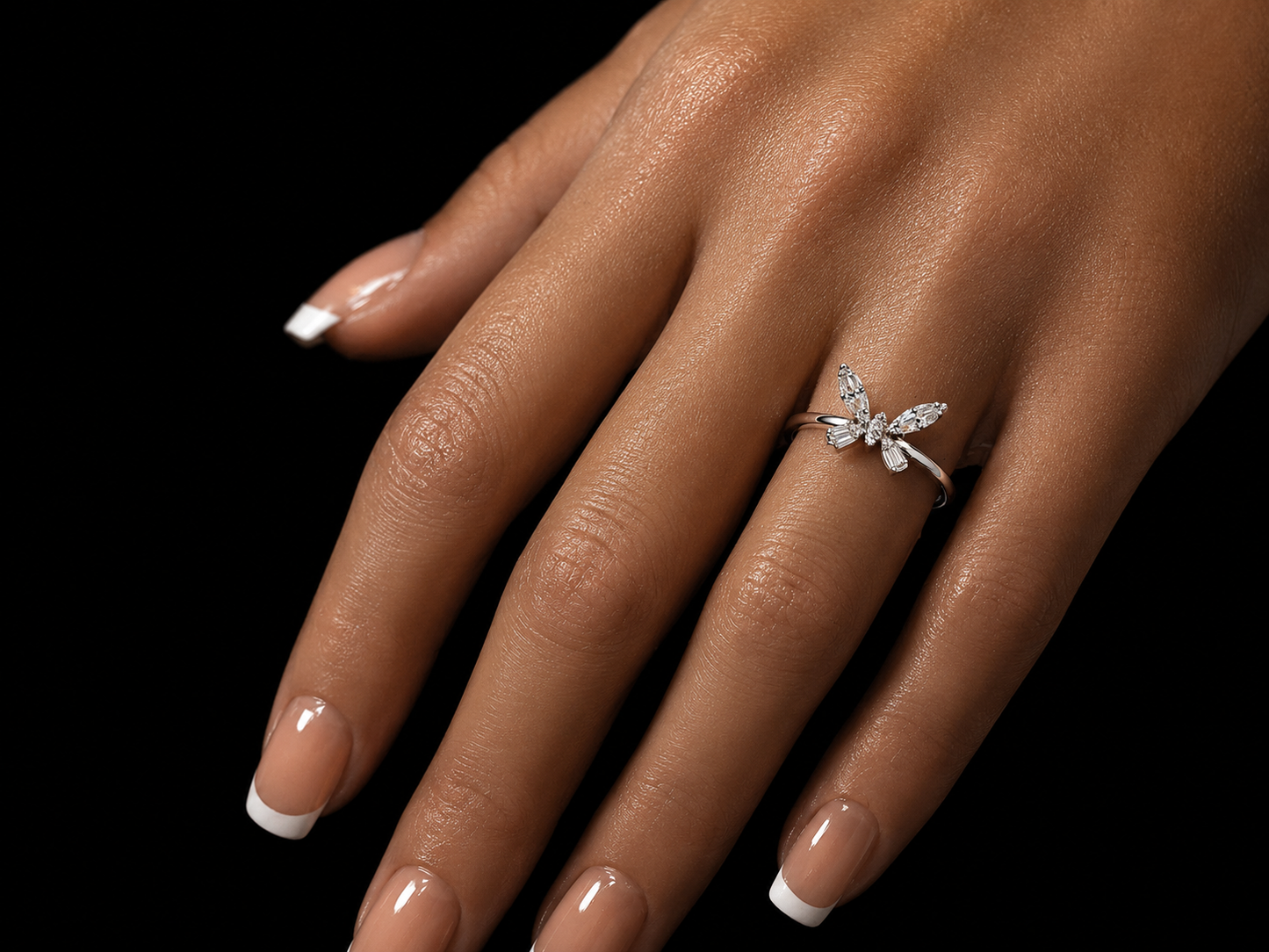 18K White Gold Diamond Butterfly Ring