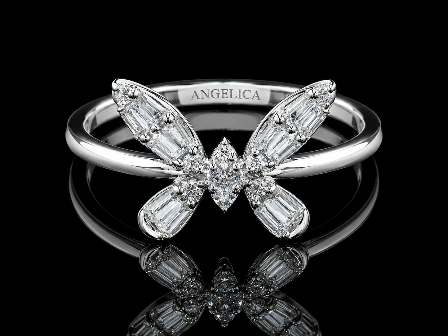 18K White Gold Diamond Butterfly Ring
