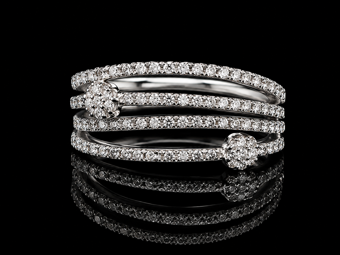 18K White Gold Diamond Butterfly Ring
