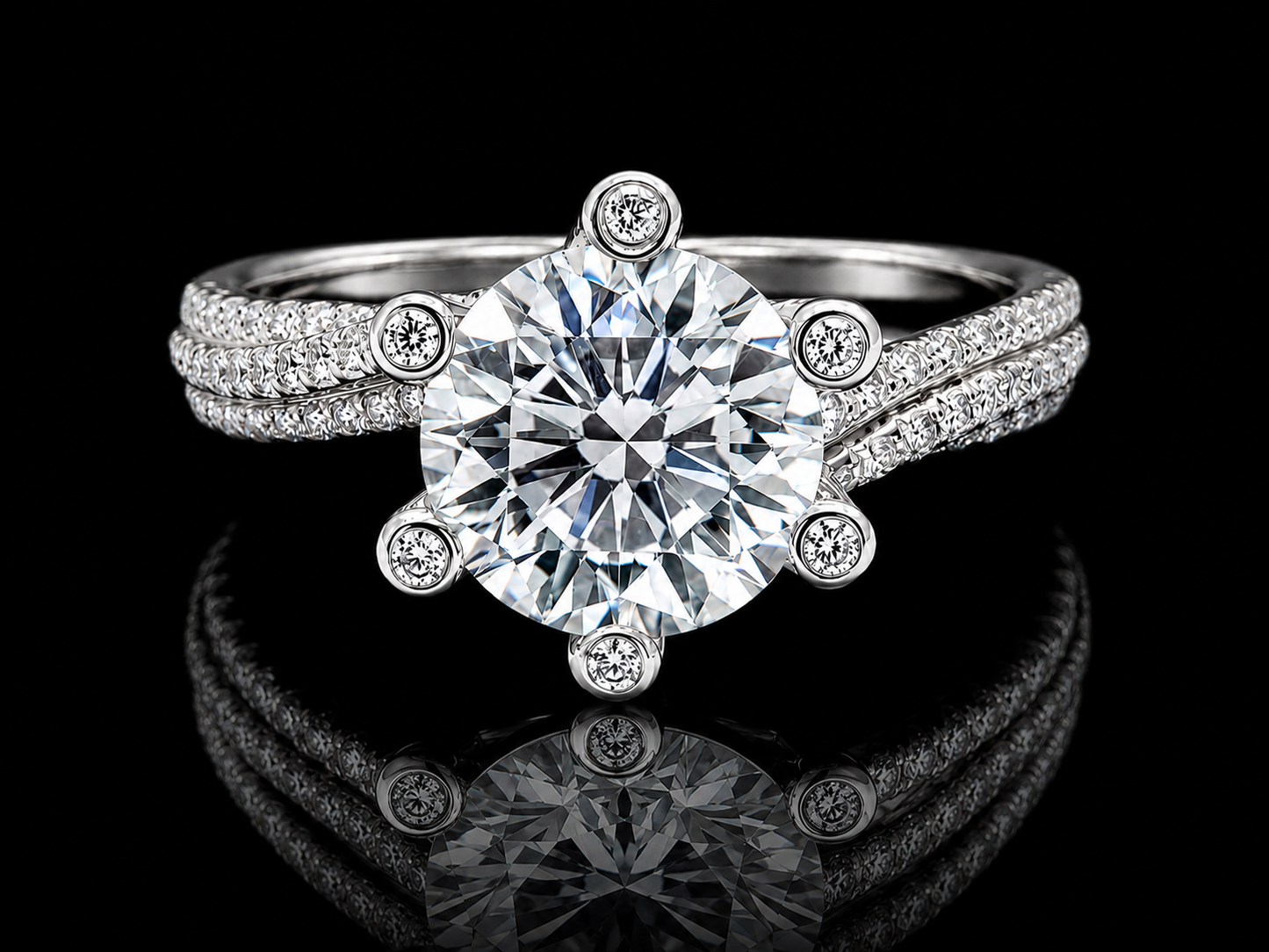 18K White Gold White Topaz Twist Engagement Ring