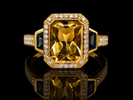 18K Yellow Gold Yellow Sapphire Trinity Engagement Ring Angelica Jewellers