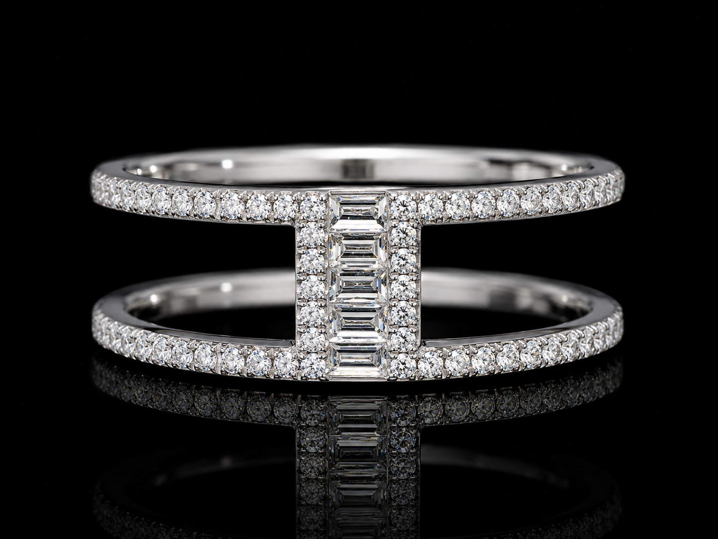 14K White Gold Open Band Diamond Ring