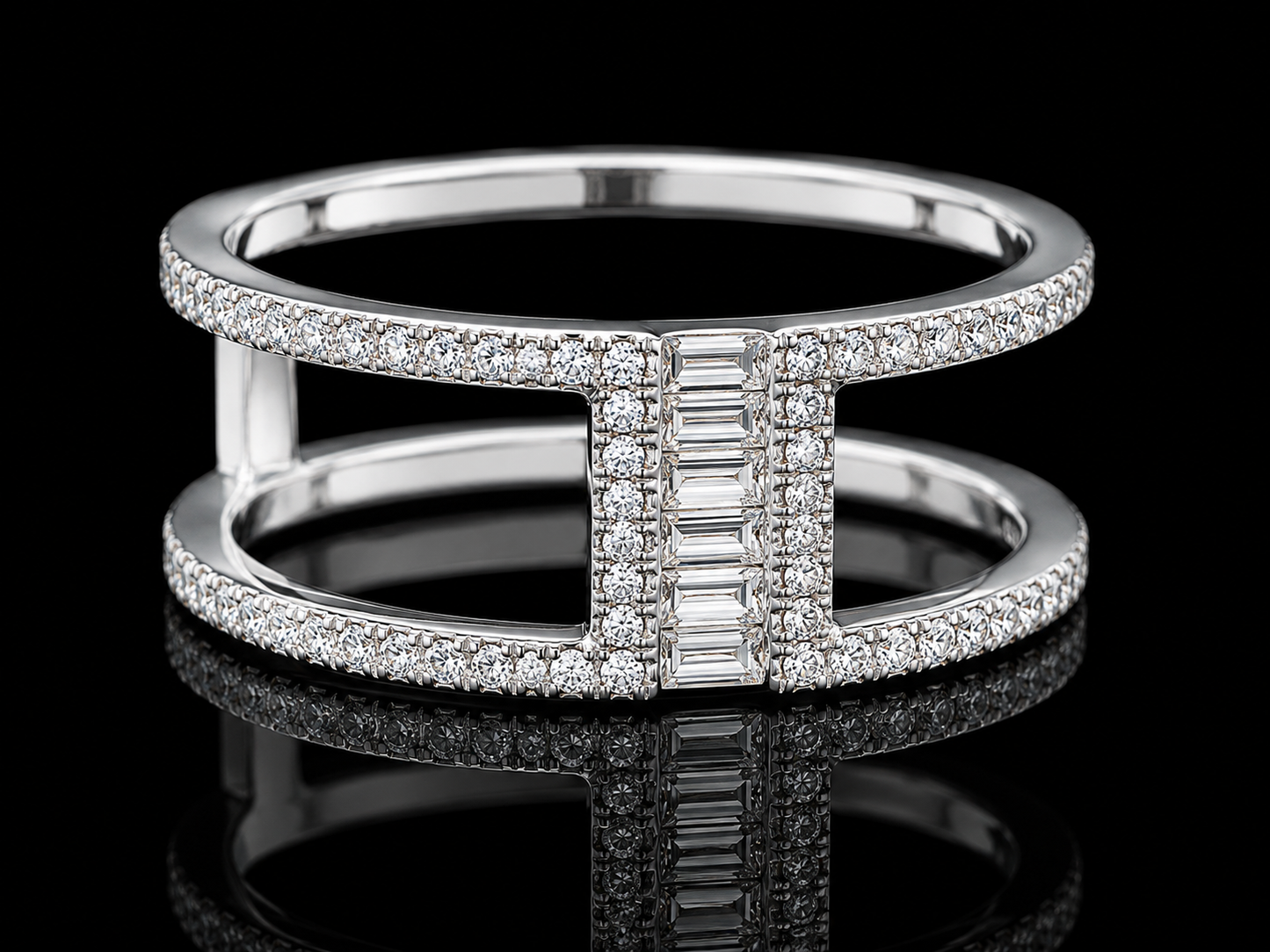 14K White Gold Open Band Diamond Ring