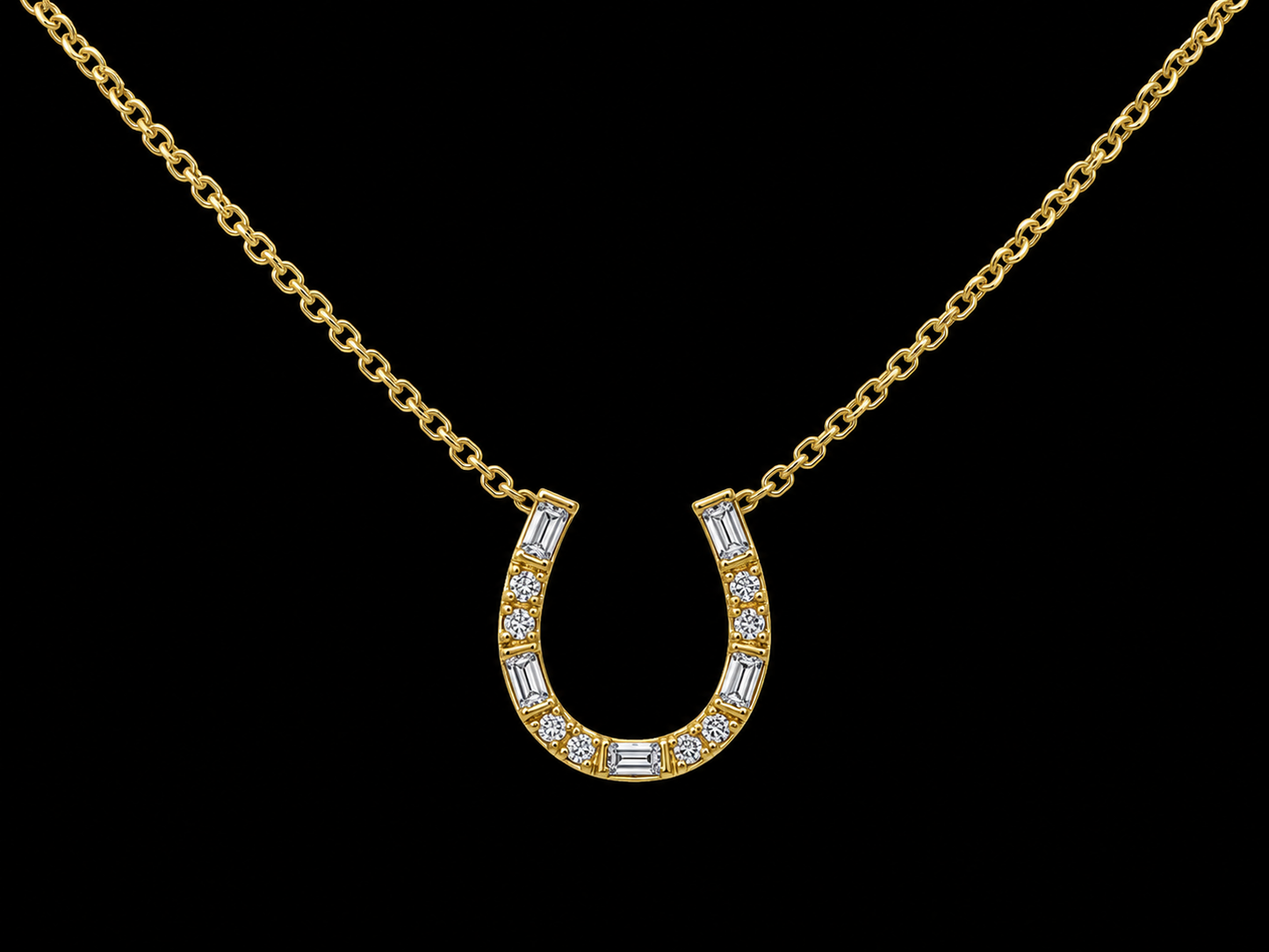 14K Yellow Gold Horseshoe Diamond Necklace – 0.10 CTW Natural Diamonds | SI Clarity, G-H Color Angelica Jewellers