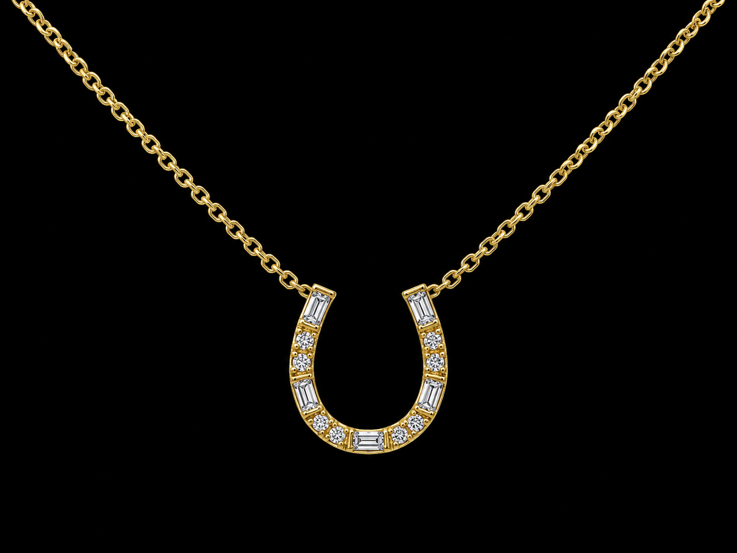 14K Yellow Gold Horseshoe Diamond Necklace – 0.10 CTW Natural Diamonds | SI Clarity, G-H Color Angelica Jewellers