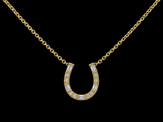 14K Yellow Gold Horseshoe Diamond Necklace – 0.10 CTW Natural Diamonds | SI Clarity, G-H Color Angelica Jewellers