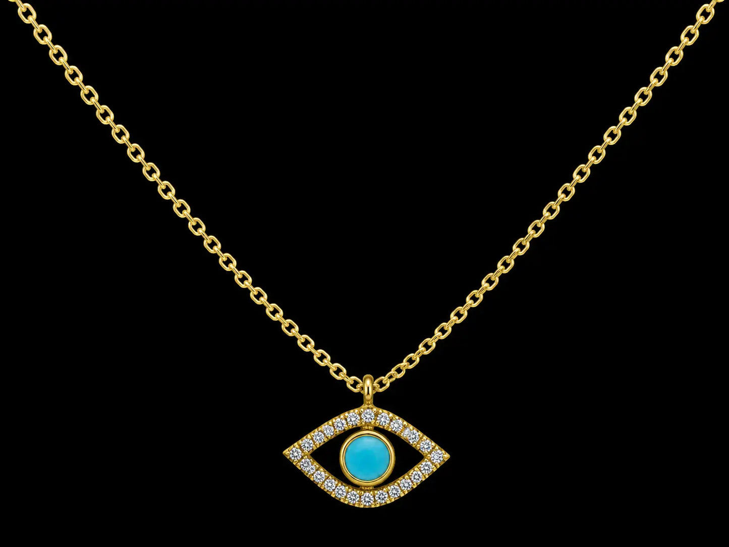 14K Yellow Gold Diamond Evil Eye Necklace – 0.06 CT Angelica Jewellers