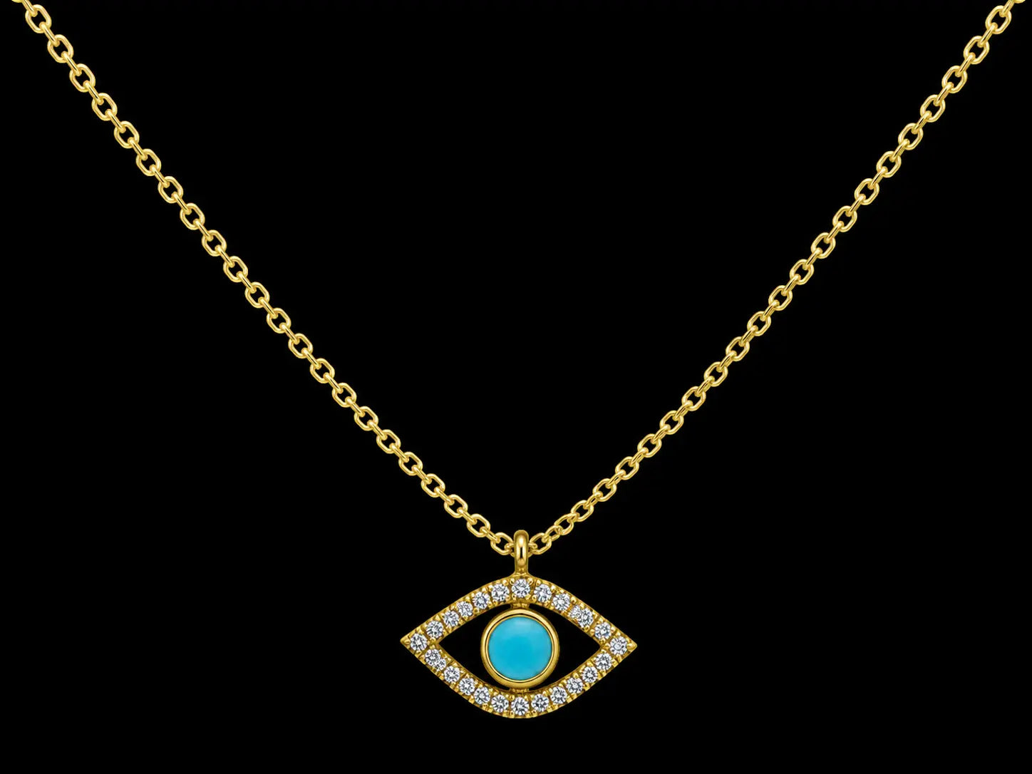 14K Yellow Gold Diamond Evil Eye Necklace – 0.06 CT Angelica Jewellers