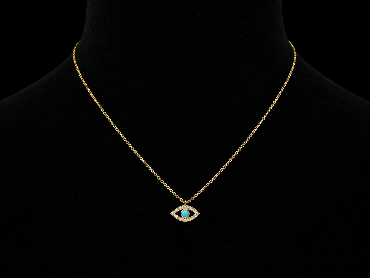 14K Yellow Gold Diamond Evil Eye Necklace – 0.06 CT Angelica Jewellers