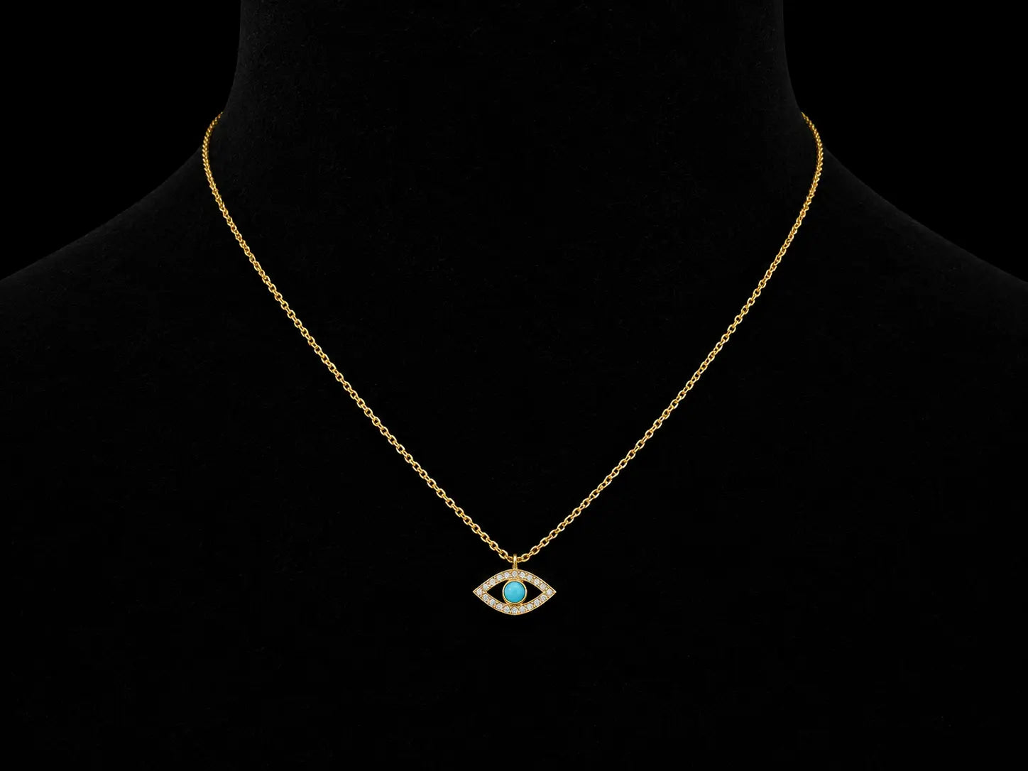 14K Yellow Gold Diamond Evil Eye Necklace – 0.06 CT Angelica Jewellers