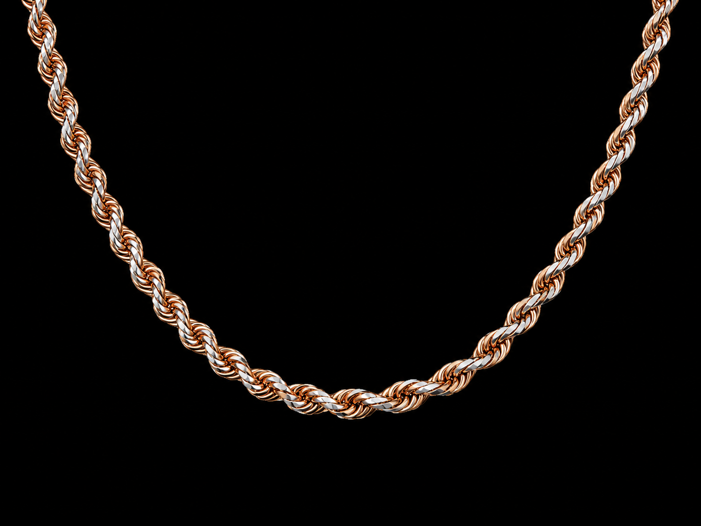 10KT Two-Tone Diamond-Cut Rope Chain – Solid Italian Gold Angelica Jewellers