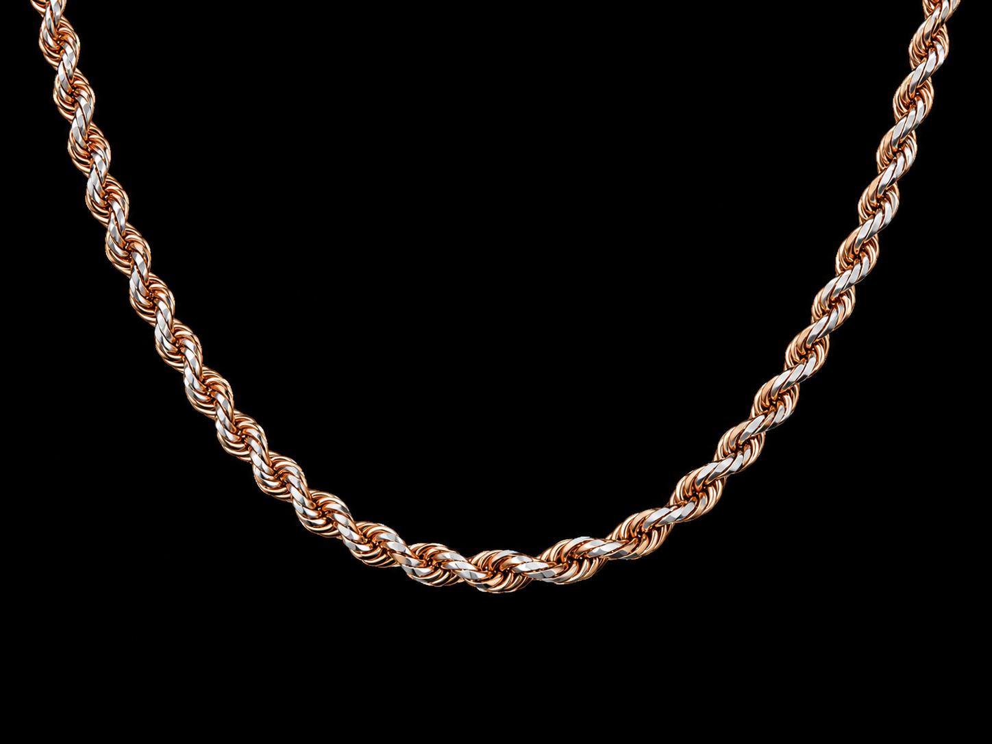 10KT Two-Tone Diamond-Cut Rope Chain – Solid Italian Gold Angelica Jewellers