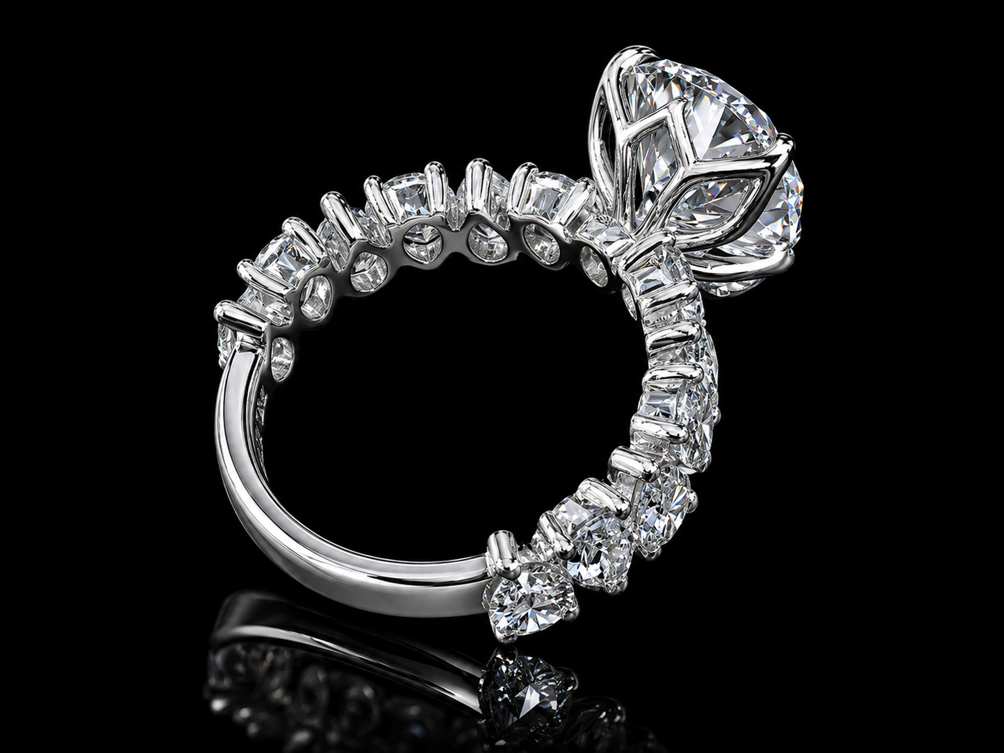 14K White Gold Royal Pear-Shaped Lab Diamond Ring – 10.21 CTW Angelica Jewellers
