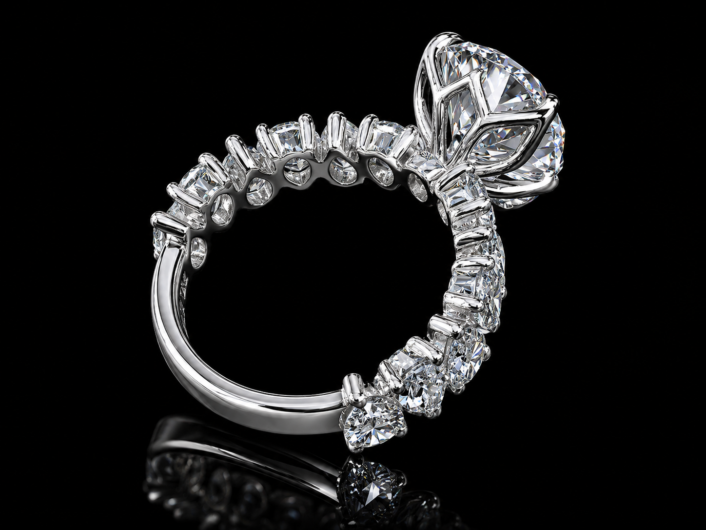 14K White Gold Royal Pear-Shaped Lab Diamond Ring – 10.21 CTW Angelica Jewellers