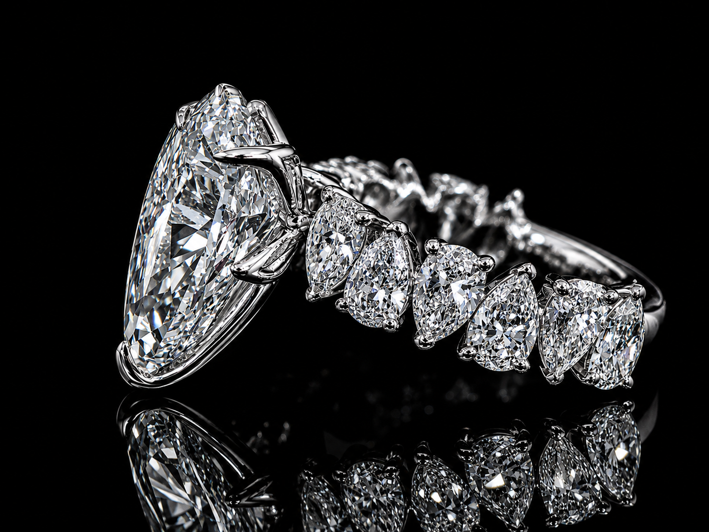 14K White Gold Royal Pear-Shaped Lab Diamond Ring – 10.21 CTW Angelica Jewellers
