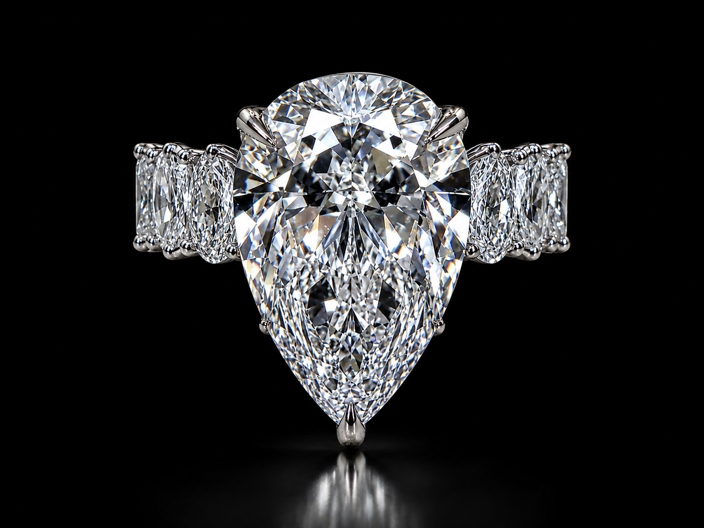 14K White Gold Royal Pear-Shaped Lab Diamond Ring – 10.21 CTW Angelica Jewellers