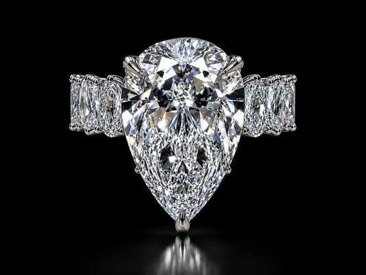 14K White Gold Royal Pear-Shaped Lab Diamond Ring – 10.21 CTW Angelica Jewellers