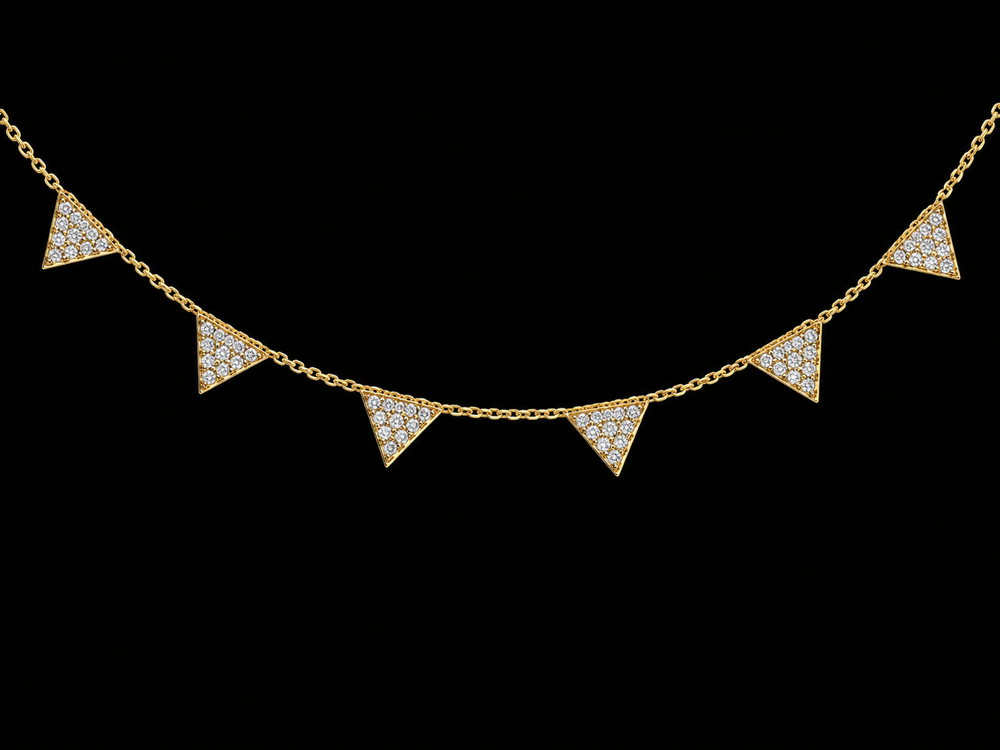 14K Yellow Gold Diamond Triangle Choker Necklace – 0.42 CTW SI G-H Diamonds | Adjustable 12–14 Inches Angelica Jewellers