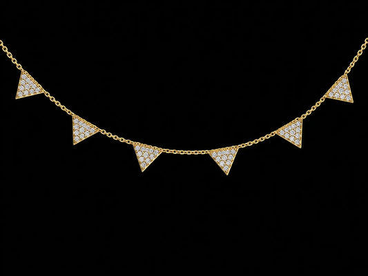 14K Yellow Gold Diamond Triangle Choker Necklace – 0.42 CTW SI G-H Diamonds | Adjustable 12–14 Inches Angelica Jewellers