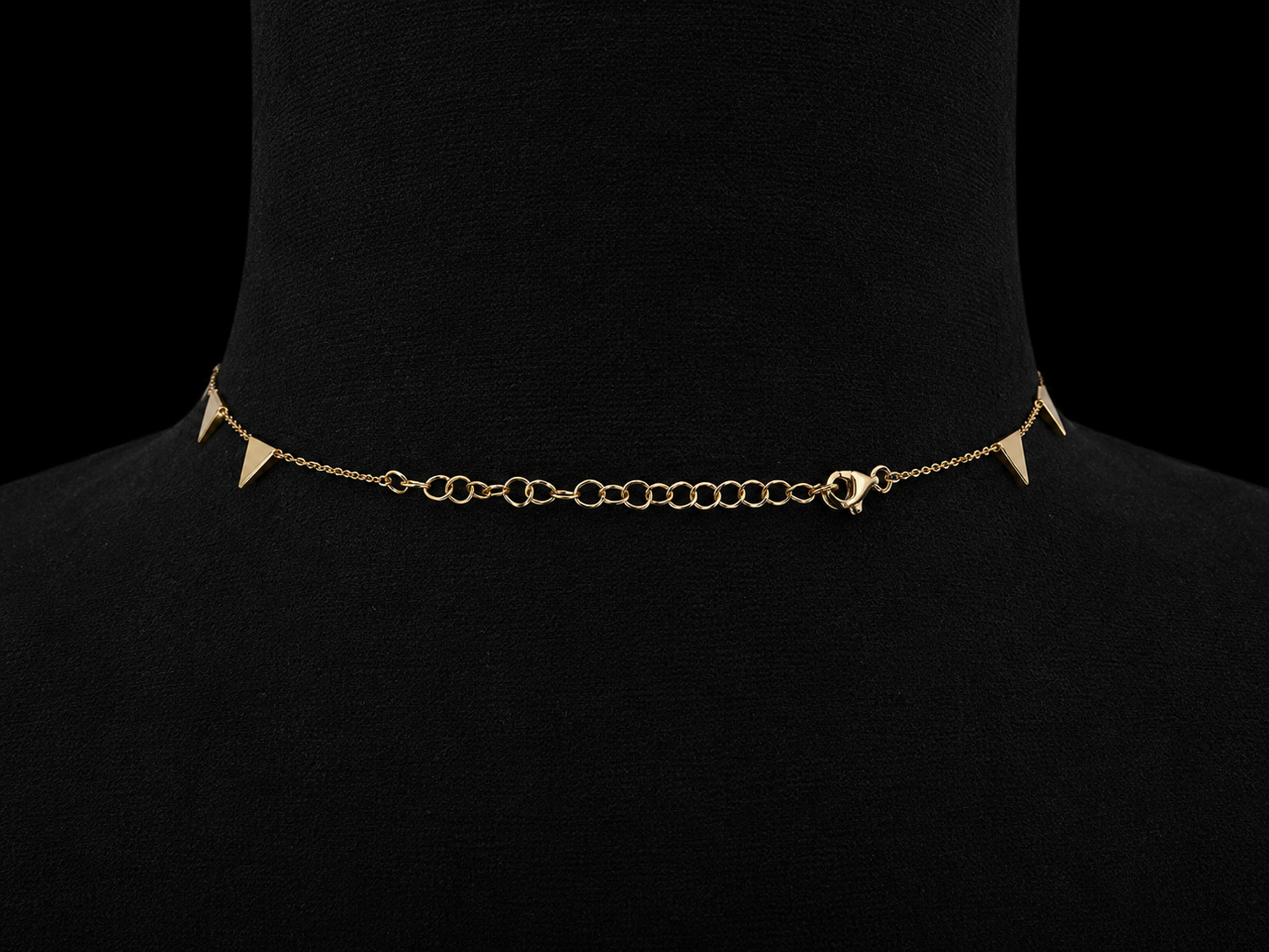 14K Yellow Gold Diamond Triangle Choker Necklace – 0.42 CTW SI G-H Diamonds | Adjustable 12–14 Inches Angelica Jewellers