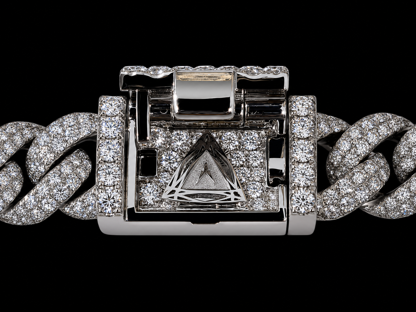 10K White Gold 5.30 CT Natural Diamond Two-Row Pavé Cuban Bracelet 8MM Angelica Jewellers X Waves