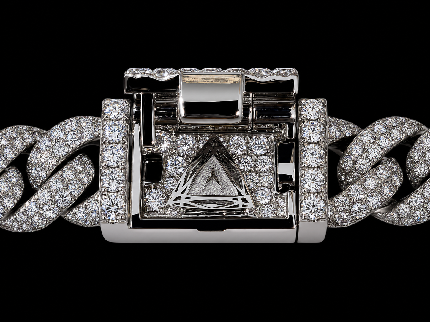 10K White Gold 5.30 CT Natural Diamond Two-Row Pavé Cuban Bracelet 8MM Angelica Jewellers X Waves