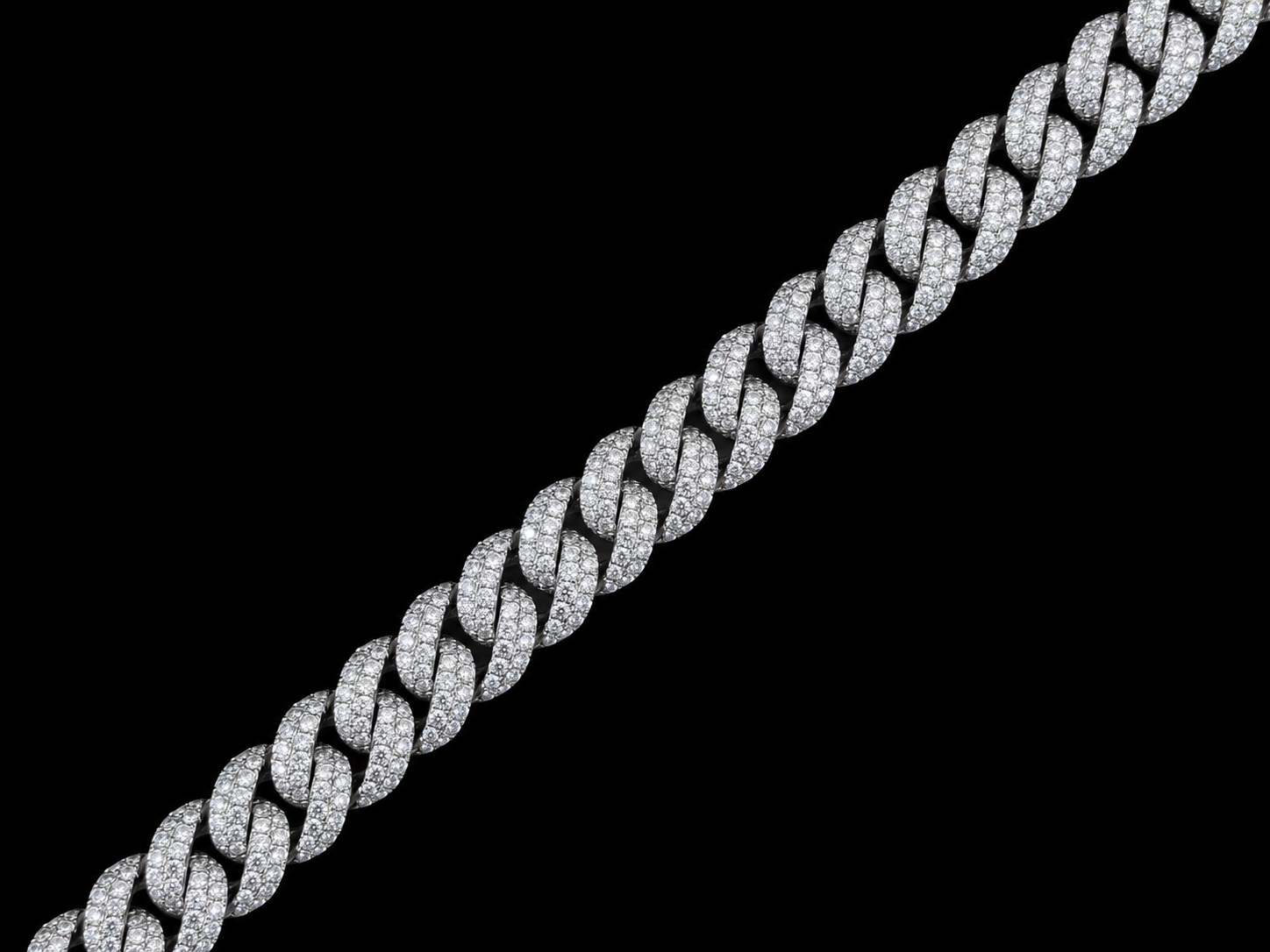 10K White Gold 5.30 CT Natural Diamond Two-Row Pavé Cuban Bracelet 8MM Angelica Jewellers X Waves