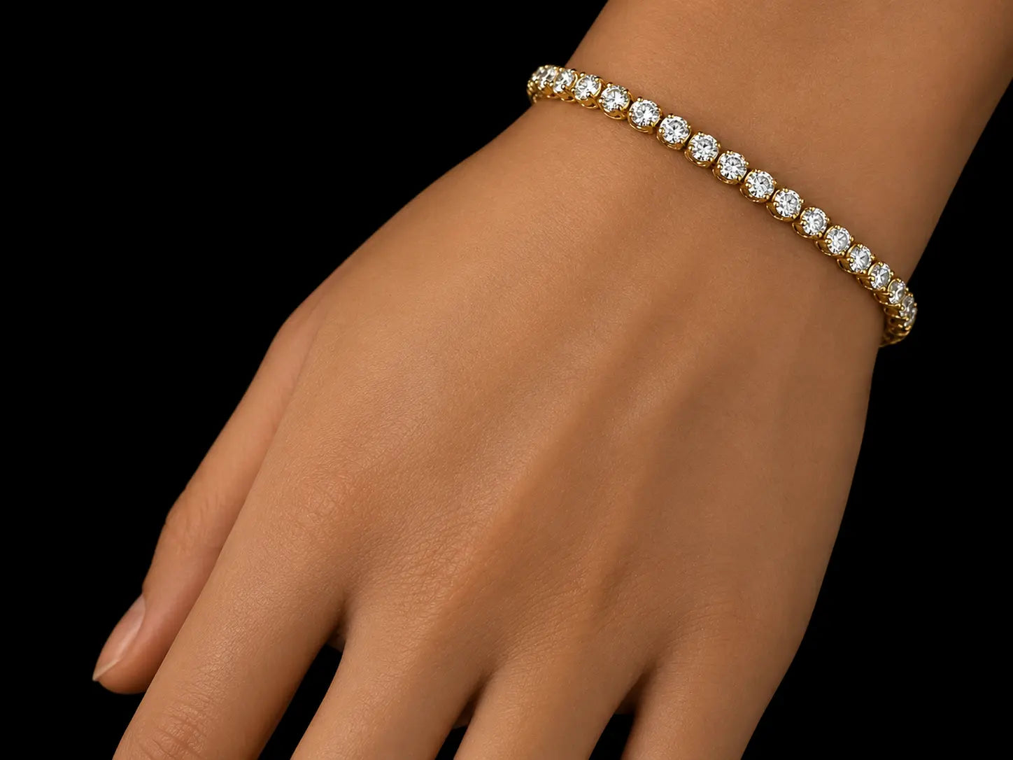 14K Yellow Gold 3.24 CT Natural Diamond Crown-Setting Tennis Bracelet Angelica Jewellers