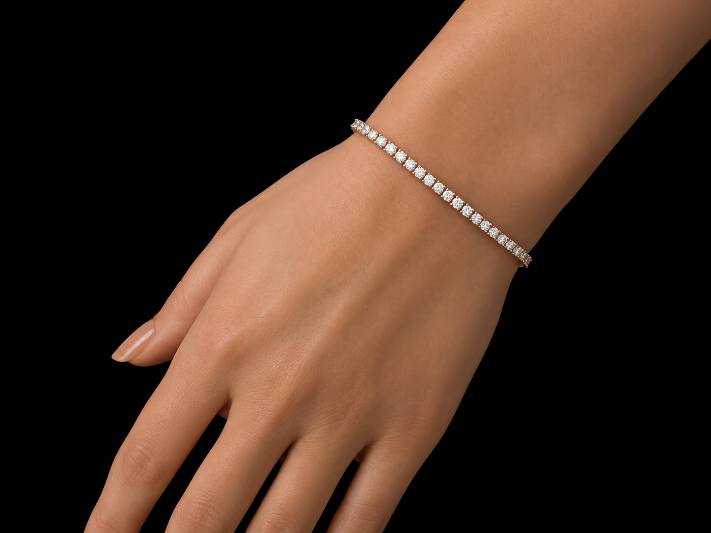14K Rose Gold 3.66 CT Natural Diamond Classic Tennis Bracelet-2.8MM Angelica Jewellers